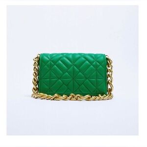 Zara Green Quilted Chain Bag
